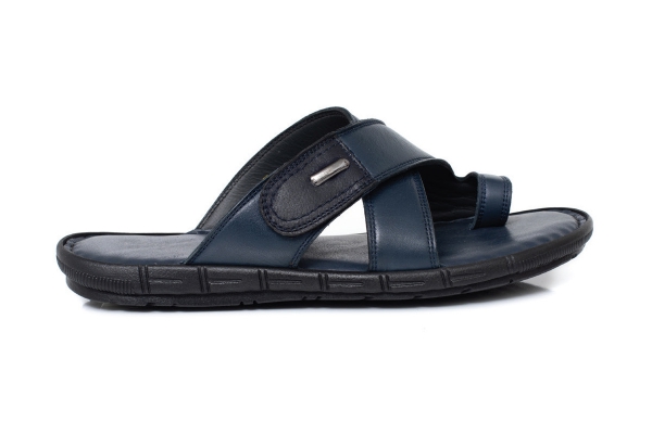 J2092 Lacivert Erkek Sandalet ve Terlik Modelleri, Deri Erkek Sandalet ve Terlik Koleksiyonu