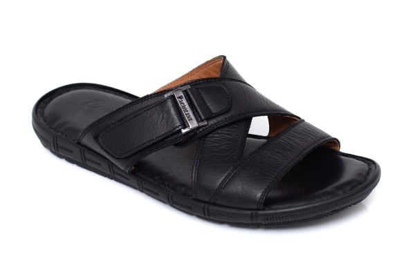 J2093 Siyah Erkek Sandalet ve Terlik Modelleri, Deri Erkek Sandalet ve Terlik Koleksiyonu