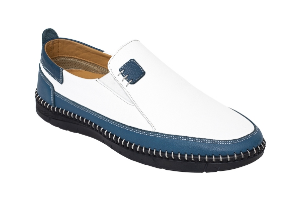 J800 Beyaz - Mavi Erkek Ayakkabı Modelleri, Deri Erkek Ayakkabı Koleksiyonu