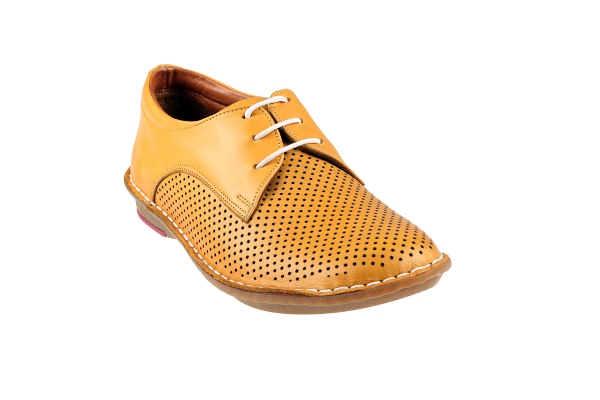 J1005 Yellow Women Comfort Shoes Models, Genuine Leather Women Comfort Shoes Collection
